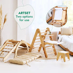Goodevas 6in1 Montessori Climbing Set: Triangle Ladder + Arch/Rocker + Slide/Ramp + Net + Cushion + Art Addition - 