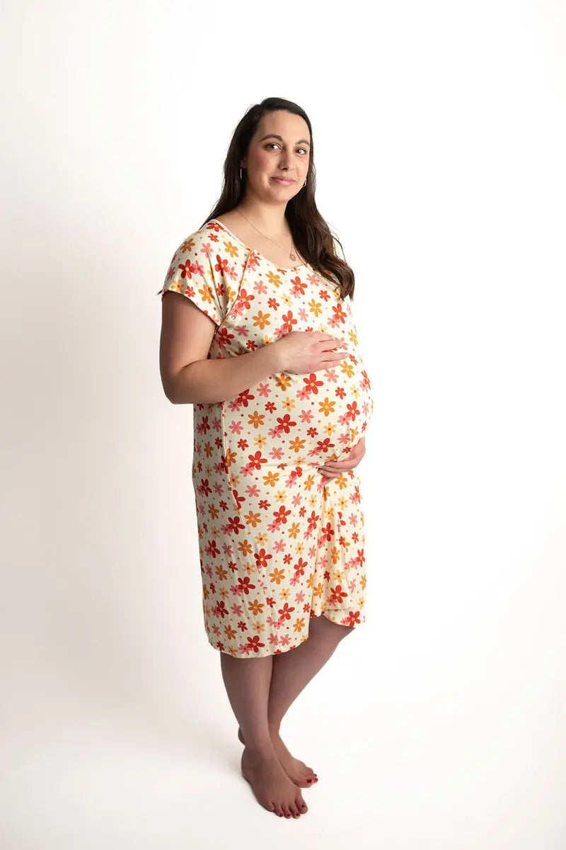Three Little Tots 70s Groovy Mommy Labor and Delivery Nursing Hospital Gown - 