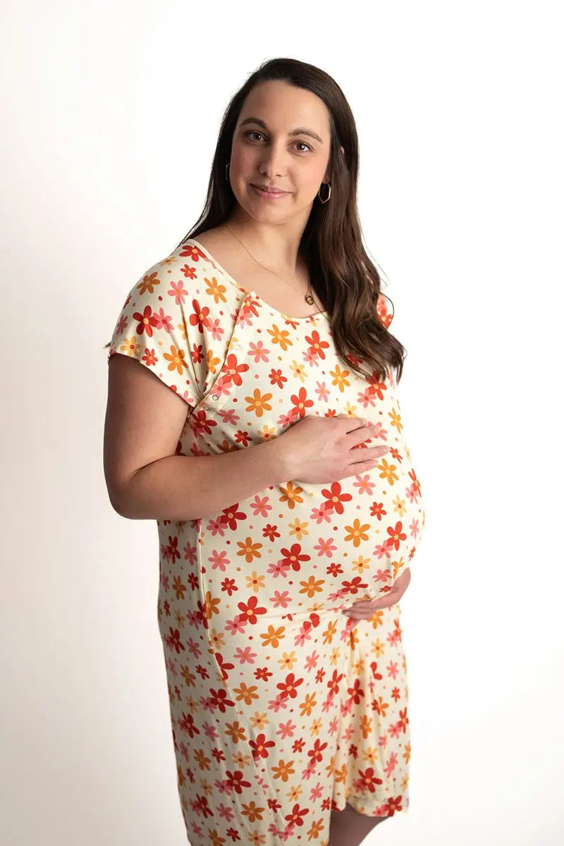Three Little Tots 70s Groovy Mommy Labor and Delivery Nursing Hospital Gown - 