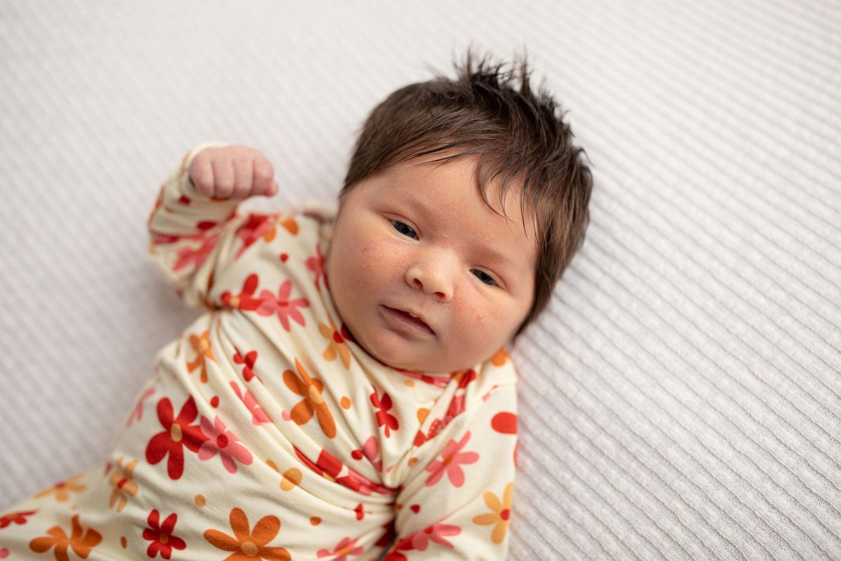 Three Little Tots 70s Groovy Flower Knotted Newborn Gown - 