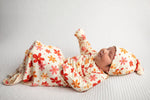 Three Little Tots 70s Groovy Flower Knotted Newborn Gown - 