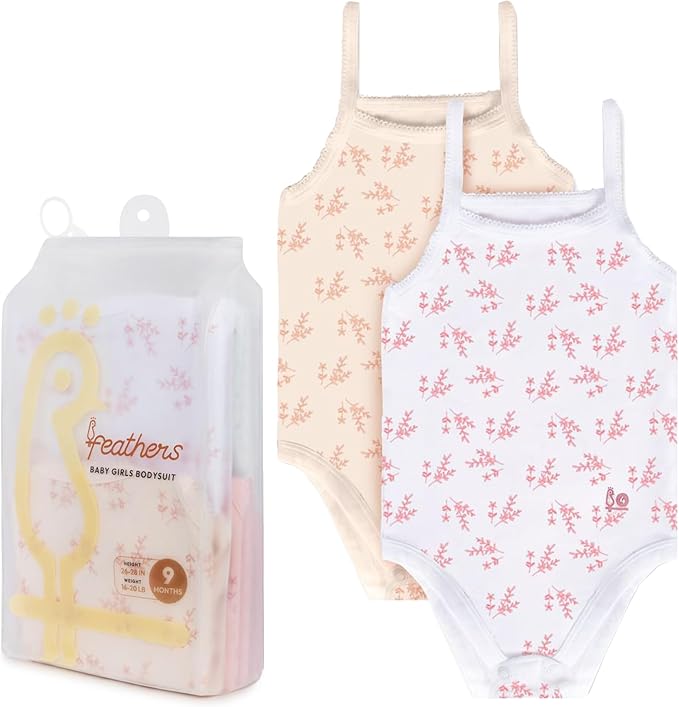 Feathers USA Tank Top Bodysuits Ultra Soft Cotton For Toddler Girls 2 Pack by Feathers USA at Everetts Place