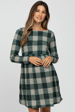 Forest Green Plaid Knit Maternity Dress by PinkBlush