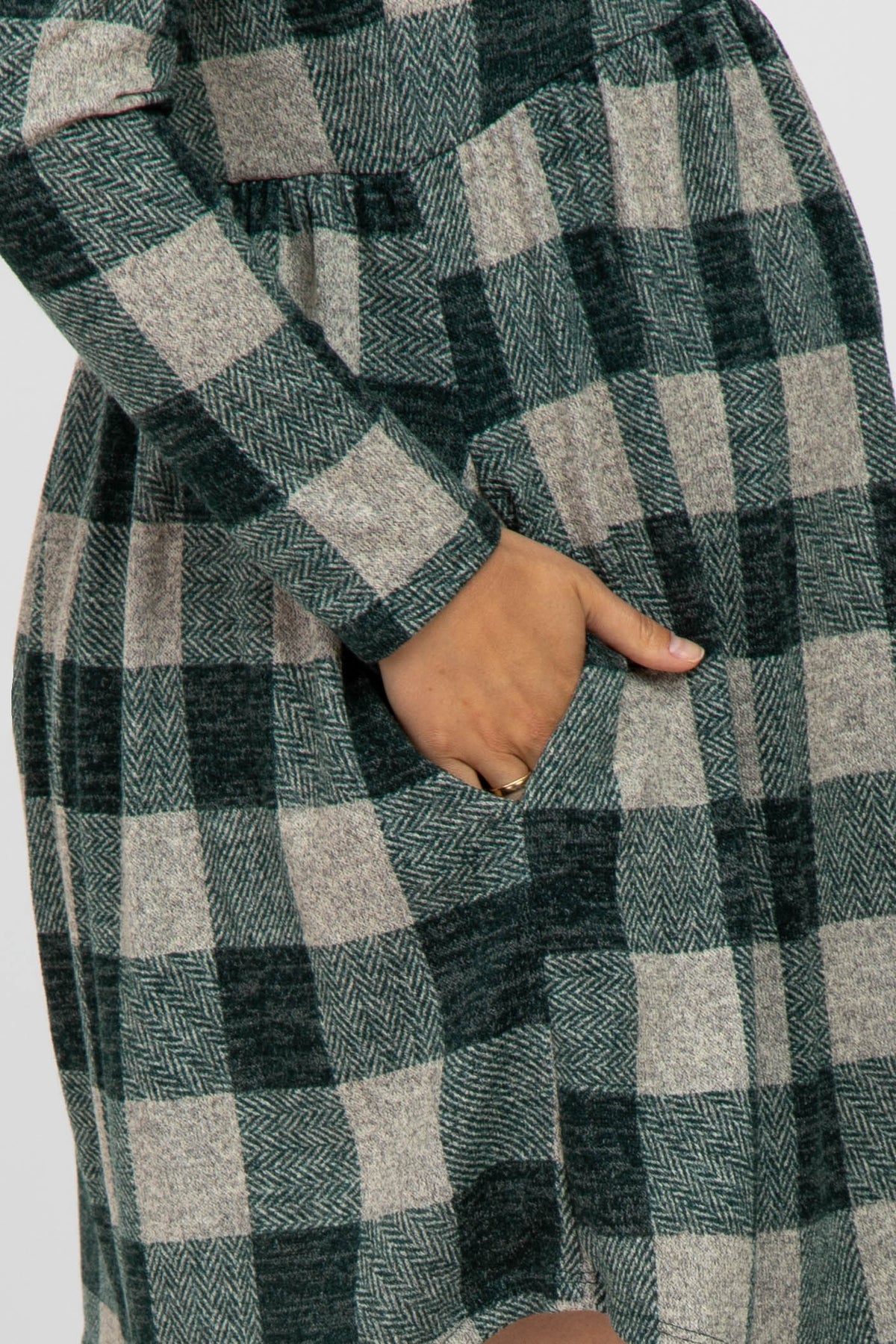 Forest Green Plaid Knit Maternity Dress by PinkBlush