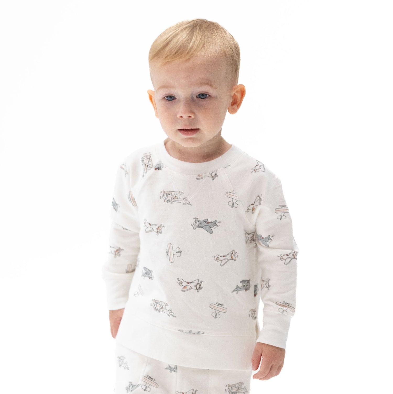 Raglan sweatshirt with a vintage airplane pilots print and contrasting classic raglan sleeves