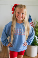 USA Daisy Crewneck Sweatshirt - more colors - Blue, Sleeve, Smile, Happiness, Denim | Everetts Place