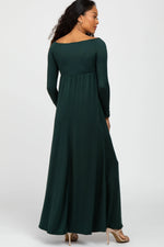 PinkBlush Elegant Forest Green Maxi Dress with Layered V Neckline for Women - Apparel & Accessories > Clothing > Dresses