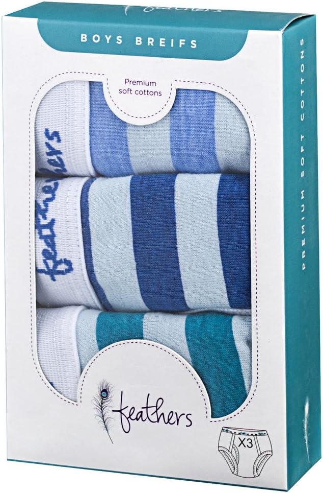 Feathers USA Tagless Snug Fit Multi Stripe Briefs For Boys 3 Pack by Feathers USA at Everetts Place