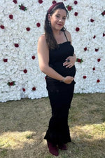 Satin Smocked Fitted Maternity Midi Dress by PinkBlush (view 7 of 14)