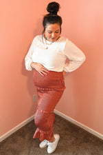 Mauve Satin Smocked Fitted Maternity Midi Dress by PinkBlush (view 21 of 24)