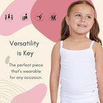 Feathers Girls Solid White Snug Fit Tagless Cami Vest - 100% Cotton Super Soft Undershirts (3/Pack) by Feathers USA at Everetts Place