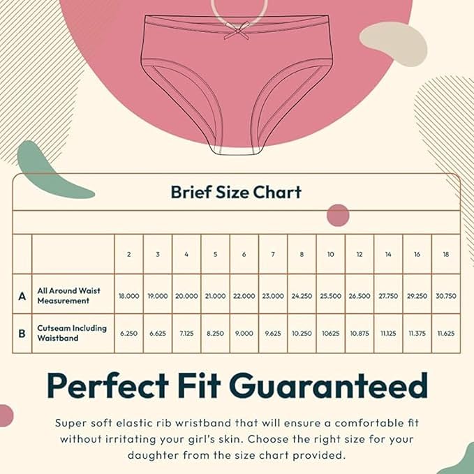 Feathers USA Tagless 100 Percent Cotton Briefs For Girls Soft Snug Fit by Feathers USA at Everetts Place