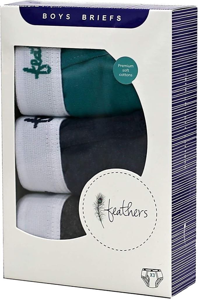 Feathers USA Cotton Briefs 3 Pack Tagless for Boys by Feathers USA at Everetts Place