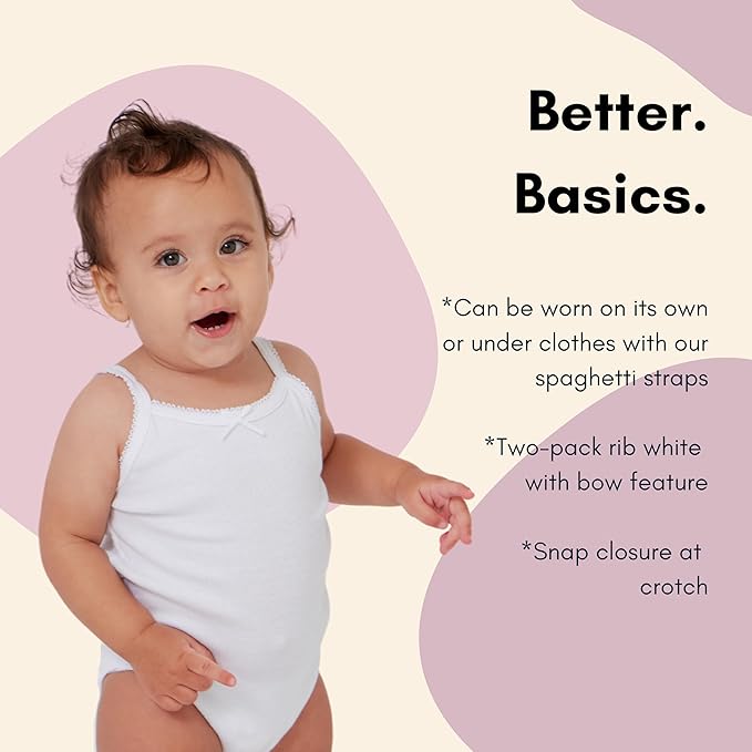 Feathers Tank Top Bodysuits for Baby Girl (2 Pack) Super Soft One-Piece Toddler Bodysuit by Feathers USA at Everetts Place