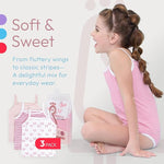 Feathers USA Cami Tops 3 Pack Super Soft Tagless Cotton For Girls by Feathers USA at Everetts Place