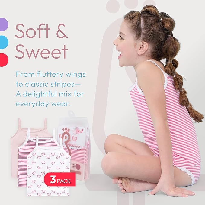Feathers Girls and Toddler Undershirts - Kids Camisoles - Super Soft Cotton by Feathers USA at Everetts Place