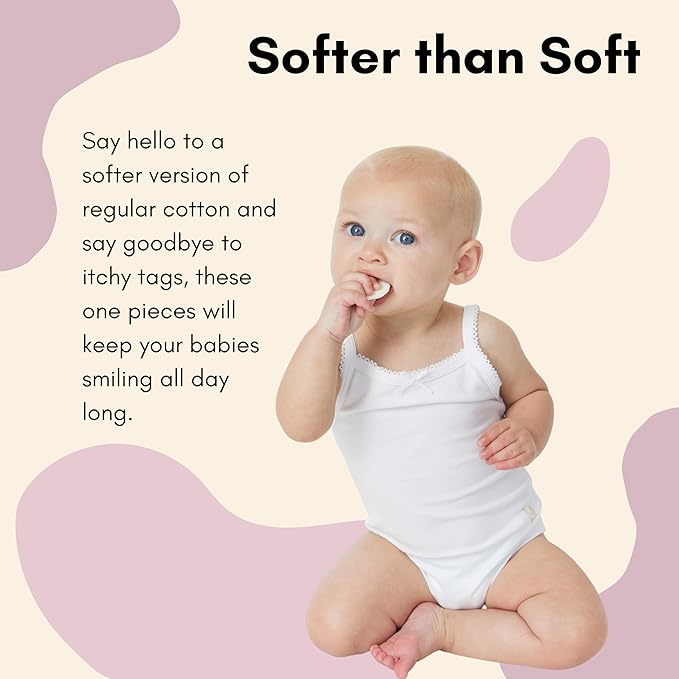 Feathers Tank Top Bodysuits for Baby Girl (2 Pack) Super Soft One-Piece Toddler Bodysuit by Feathers USA at Everetts Place