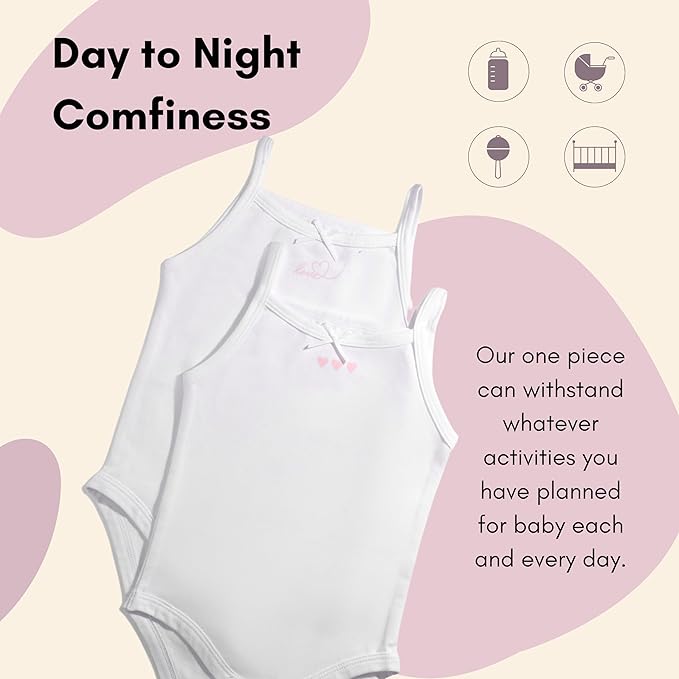 Feathers USA Baby Tank Top Bodysuits Ultra Soft Cotton 2 Pack for Baby Girls by Feathers USA at Everetts Place