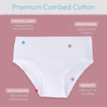 Feathers Solid White Snug Tagless Super Soft Cotton Underwear - Girls Underwear Briefs Panties 5-Pack (White) by Feathers USA at Everetts Place