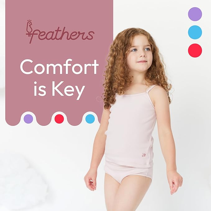 Feathers Floral Print Snug Tagless Cotton Underwear – Girls Underwear Briefs Super Soft Panties (3 Pack) by Feathers USA at Everetts Place