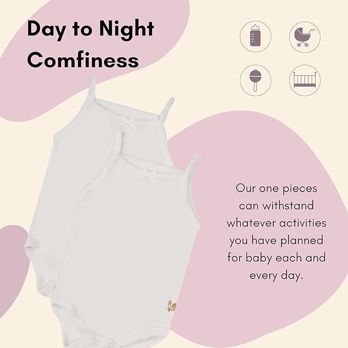Feathers Tank Top Bodysuits for Baby Girl (2 Pack) Super Soft One-Piece Toddler Bodysuit by Feathers USA at Everetts Place