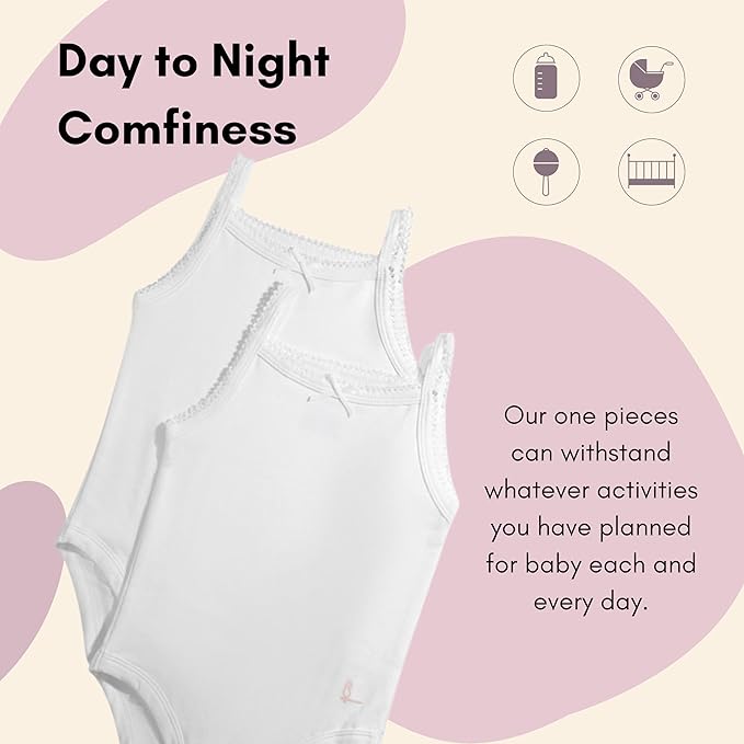 Feathers Tank Top Bodysuits for Baby Girl (2 Pack) Super Soft One-Piece Toddler Bodysuit by Feathers USA at Everetts Place