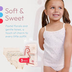 Feathers Floral Print Snug Tagless Cotton Underwear – Girls Underwear Briefs Super Soft Panties (3 Pack) by Feathers USA at Everetts Place