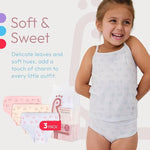 Feathers Leafy Print Snug Tagless Cotton Underwear – Girls Underwear Briefs Super Soft Panties (3 Pack) by Feathers USA at Everetts Place