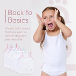 Feathers girls 5-pack super soft cotton tagless cami tank tops.