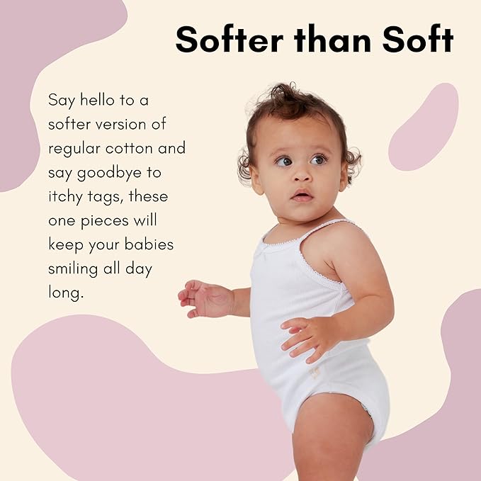 Feathers Tank Top Bodysuits for Baby Girl (2 Pack) Super Soft One-Piece Toddler Bodysuit by Feathers USA at Everetts Place