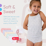 Feathers Leafy Print Snug Tagless Cotton Underwear – Girls Underwear Briefs Super Soft Panties (5 Pack) by Feathers USA at Everetts Place