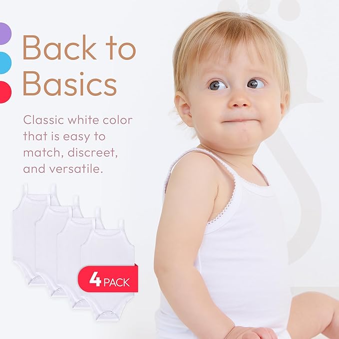 Feathers 4 Pack Baby Girls Tank Top Undershirts Super Soft Cotton For Toddlers by Feathers USA at Everetts Place