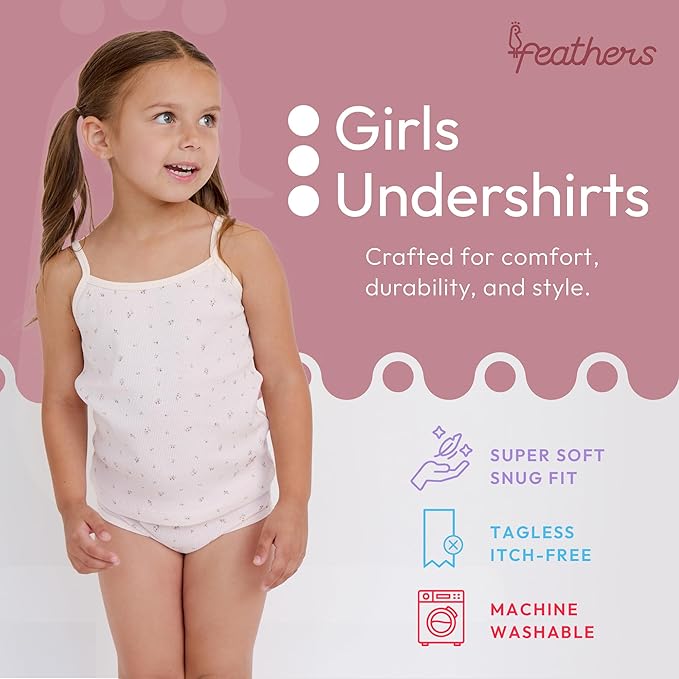Feathers USA girls floral cotton briefs 3-pack, tagless, super soft.