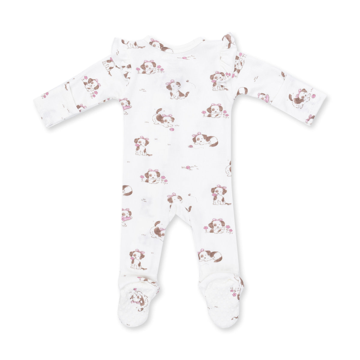 Explorer Puppy Pink - 2 Way Ruffle Sleeve Zipper Footie by Angel Dear (view 3 of 4)