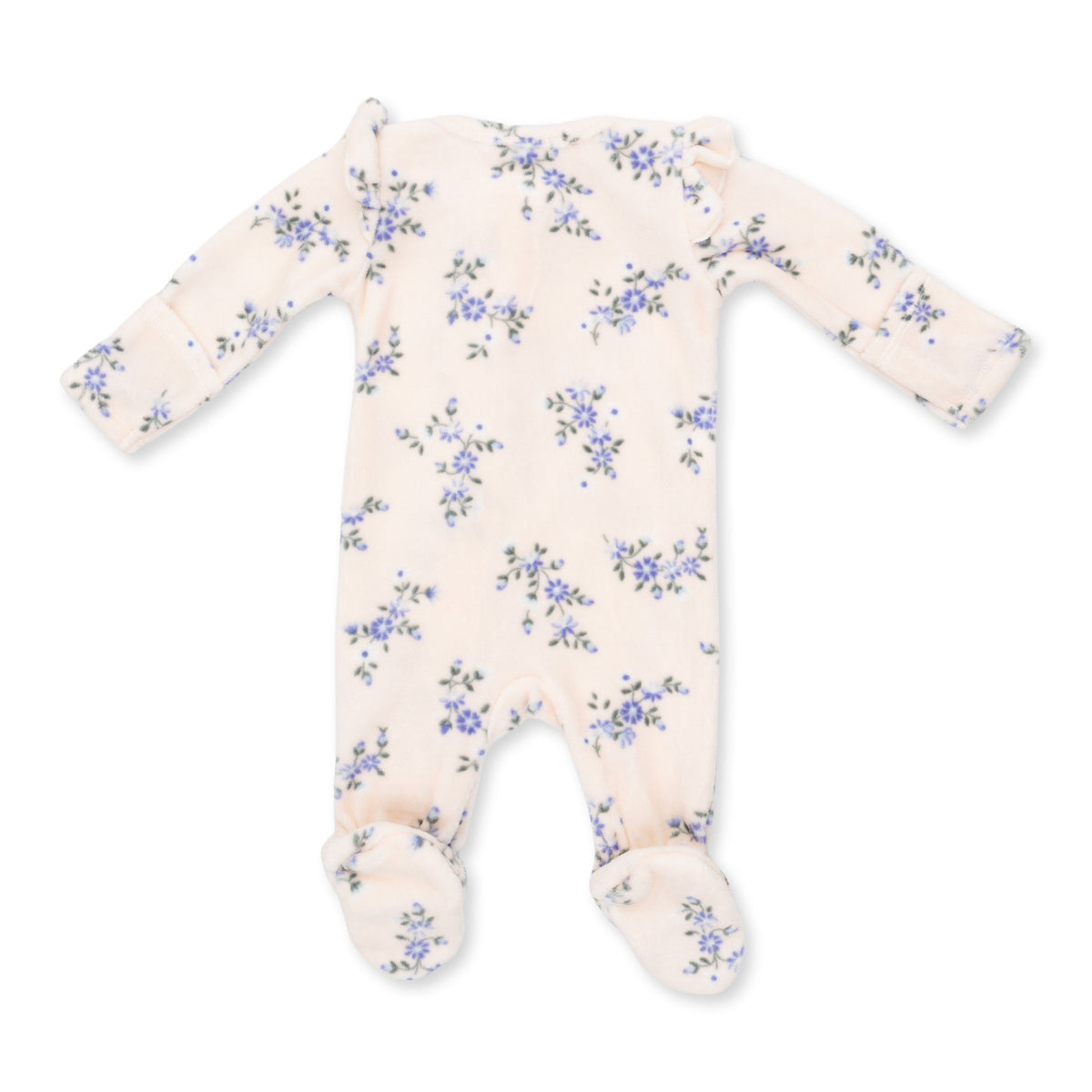 Sweet Hanna Floral Velour - 2 Way Ruffle Sleeve Zipper Footie by Angel Dear