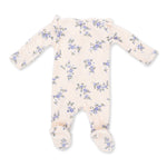 Sweet Hanna Floral Velour - 2 Way Ruffle Sleeve Zipper Footie by Angel Dear