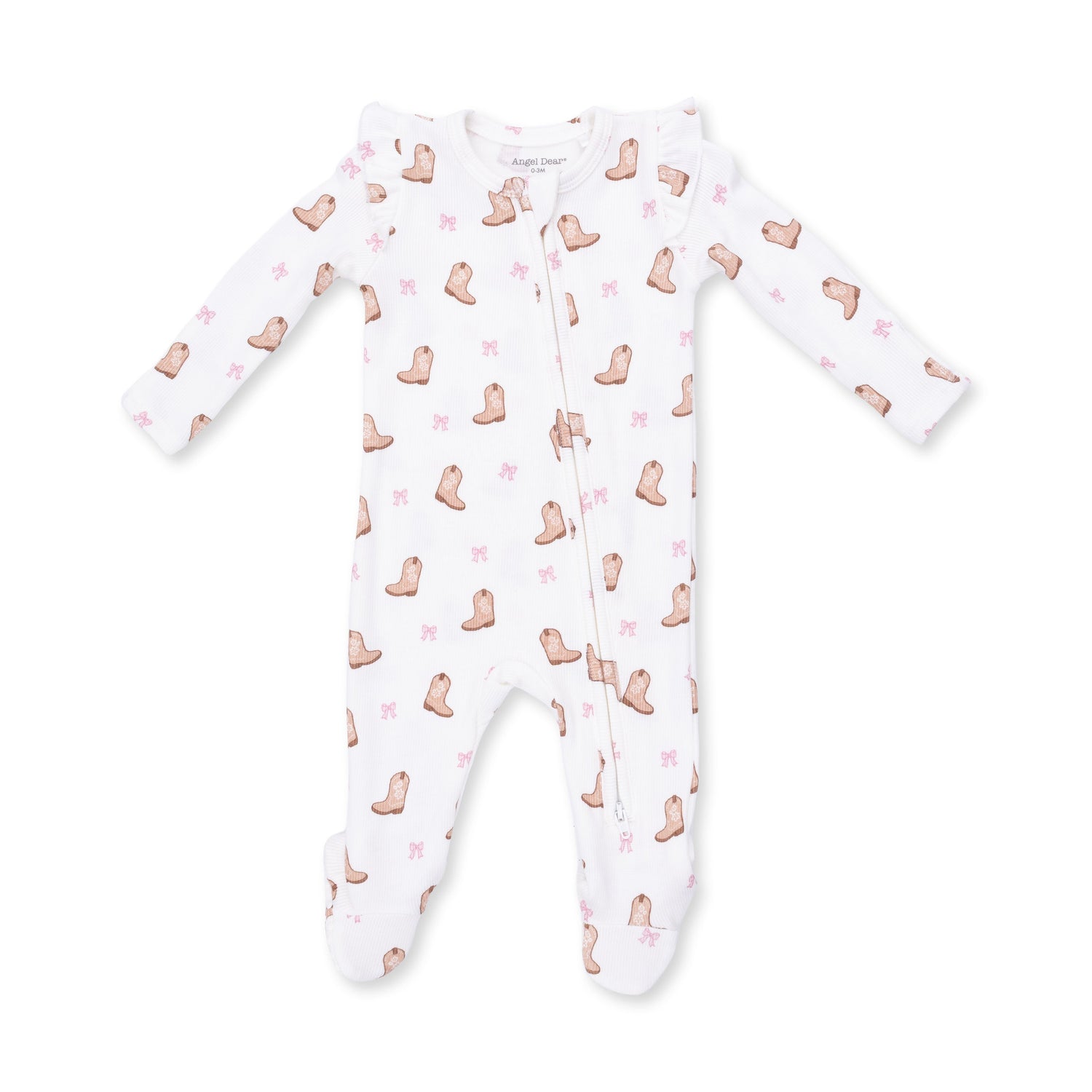 Mini Cowgirl Boots - 2 Way Ruffle Sleeve Zipper Footie