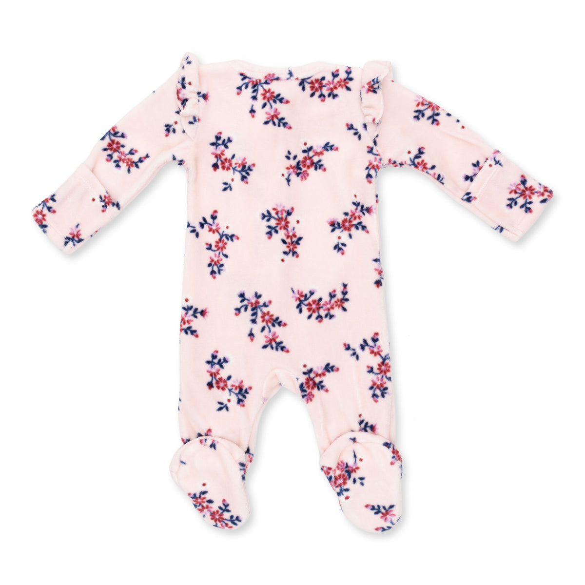 Nora Floral Velour - 2 Way Ruffle Sleeve Zipper Footie by Angel Dear