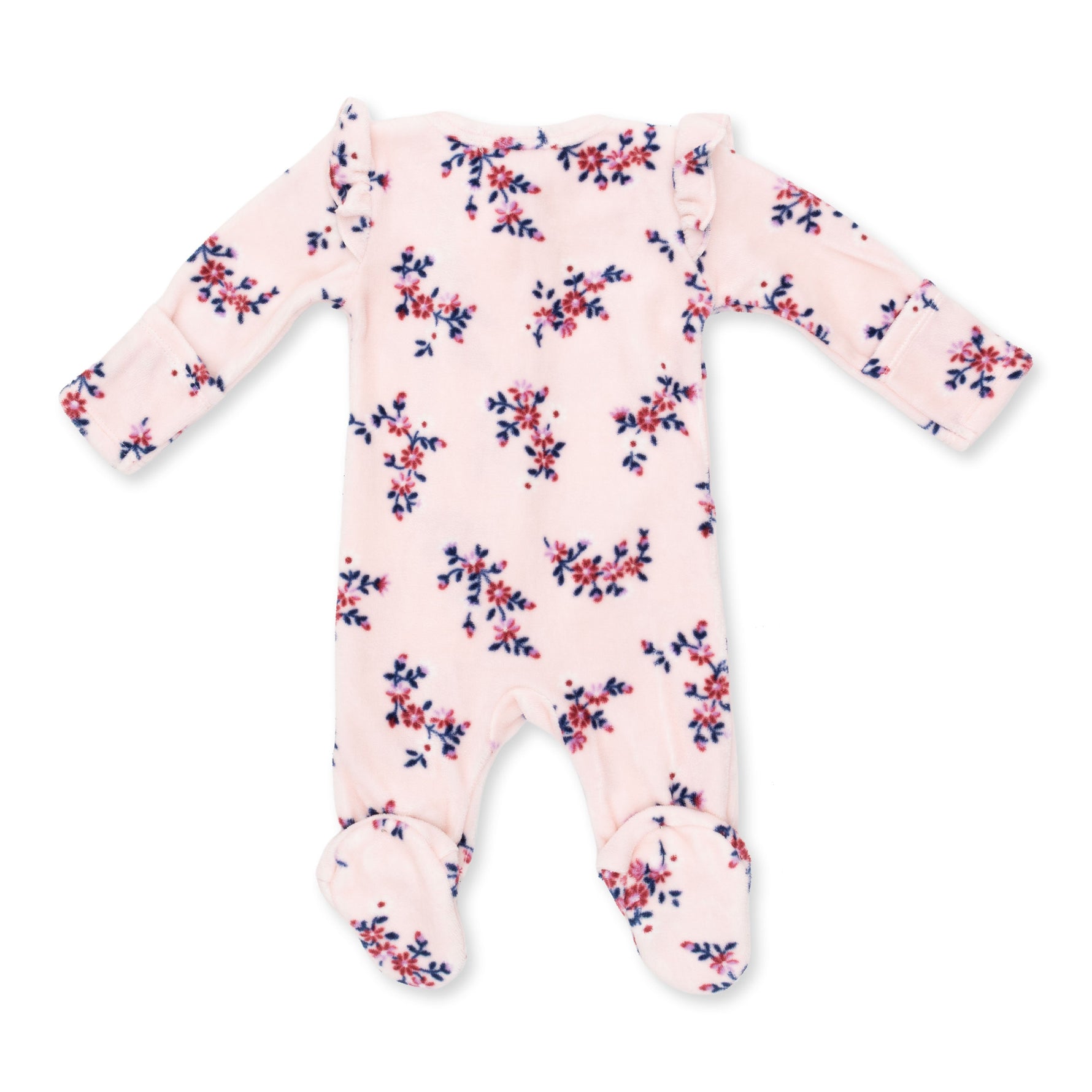 Nora Floral Velour - 2 Way Ruffle Sleeve Zipper Footie by Angel Dear