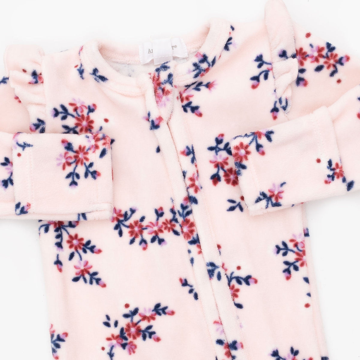Nora Floral Velour - 2 Way Ruffle Sleeve Zipper Footie by Angel Dear