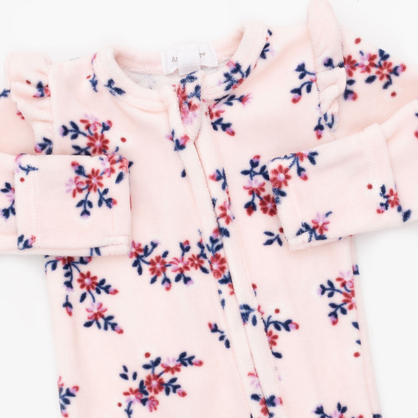 Nora Floral Velour - 2 Way Ruffle Sleeve Zipper Footie by Angel Dear