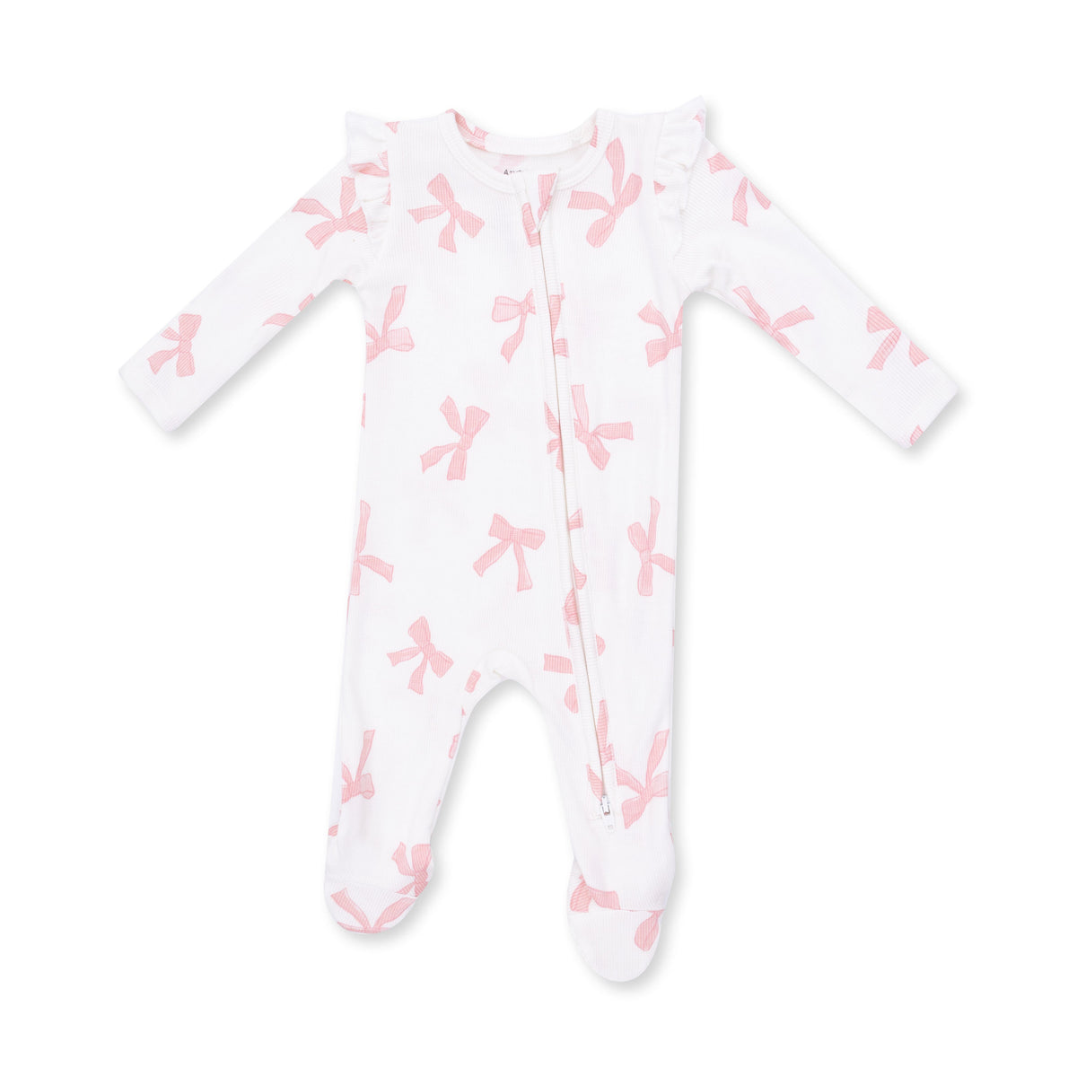 Pretty Bows - 2 Way Ruffle Sleeve Zipper Footie by Angel Dear (view 2 of 4)