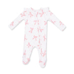 Pretty Bows - 2 Way Ruffle Sleeve Zipper Footie by Angel Dear (view 2 of 4)