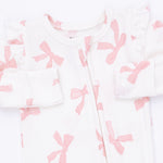 Pretty Bows - 2 Way Ruffle Sleeve Zipper Footie by Angel Dear (view 4 of 4)