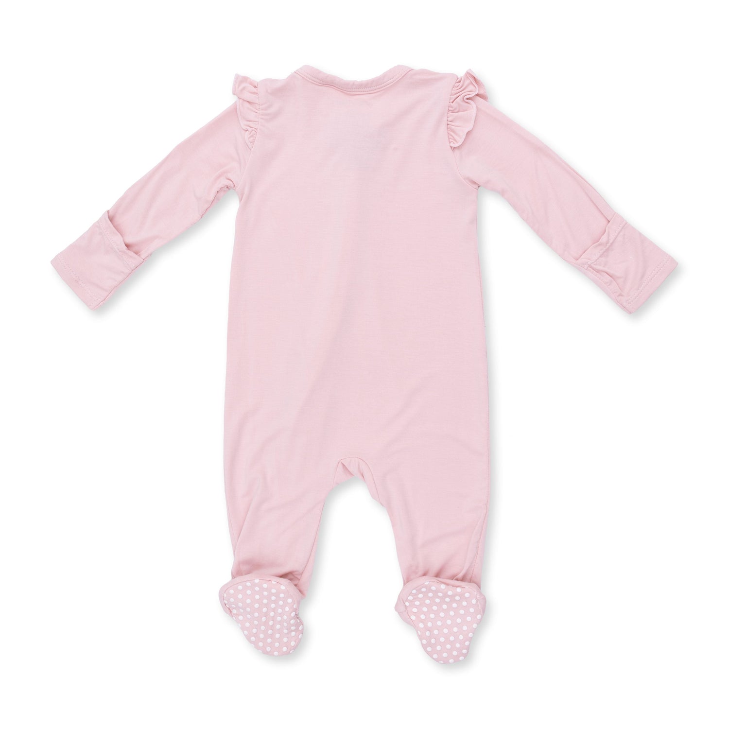 Solid Peachskin - 2 Way Ruffle Sleeve Zipper Footie by Angel Dear (view 2 of 3)