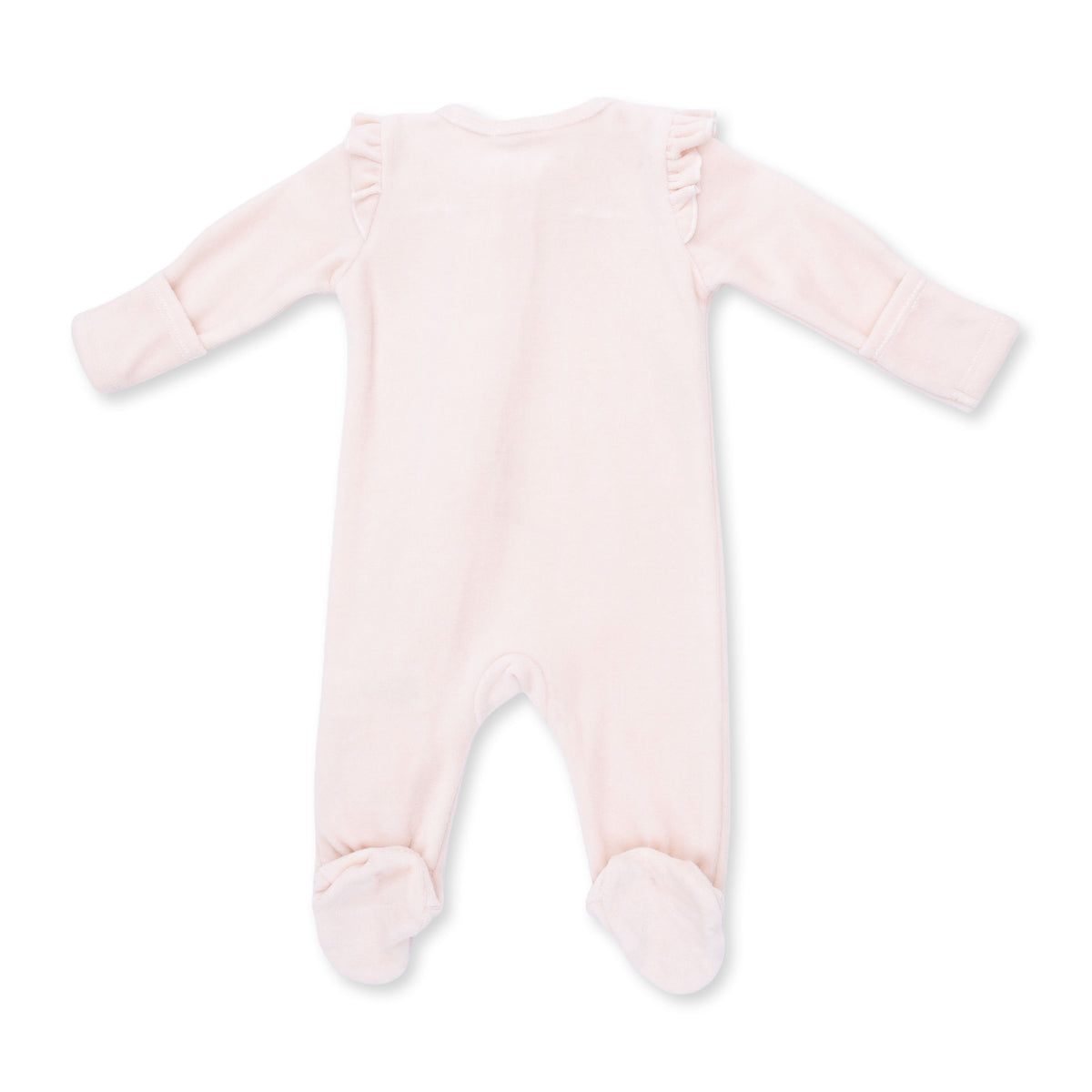 Velour Soft Pink - 2 Way Ruffle Sleeve Zipper Footie by Angel Dear