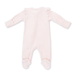 Velour Soft Pink - 2 Way Ruffle Sleeve Zipper Footie by Angel Dear
