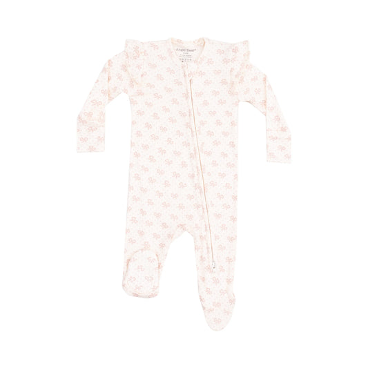 2 Way Ruffle Sleeve Zipper Footie Vintage Mini Bows.