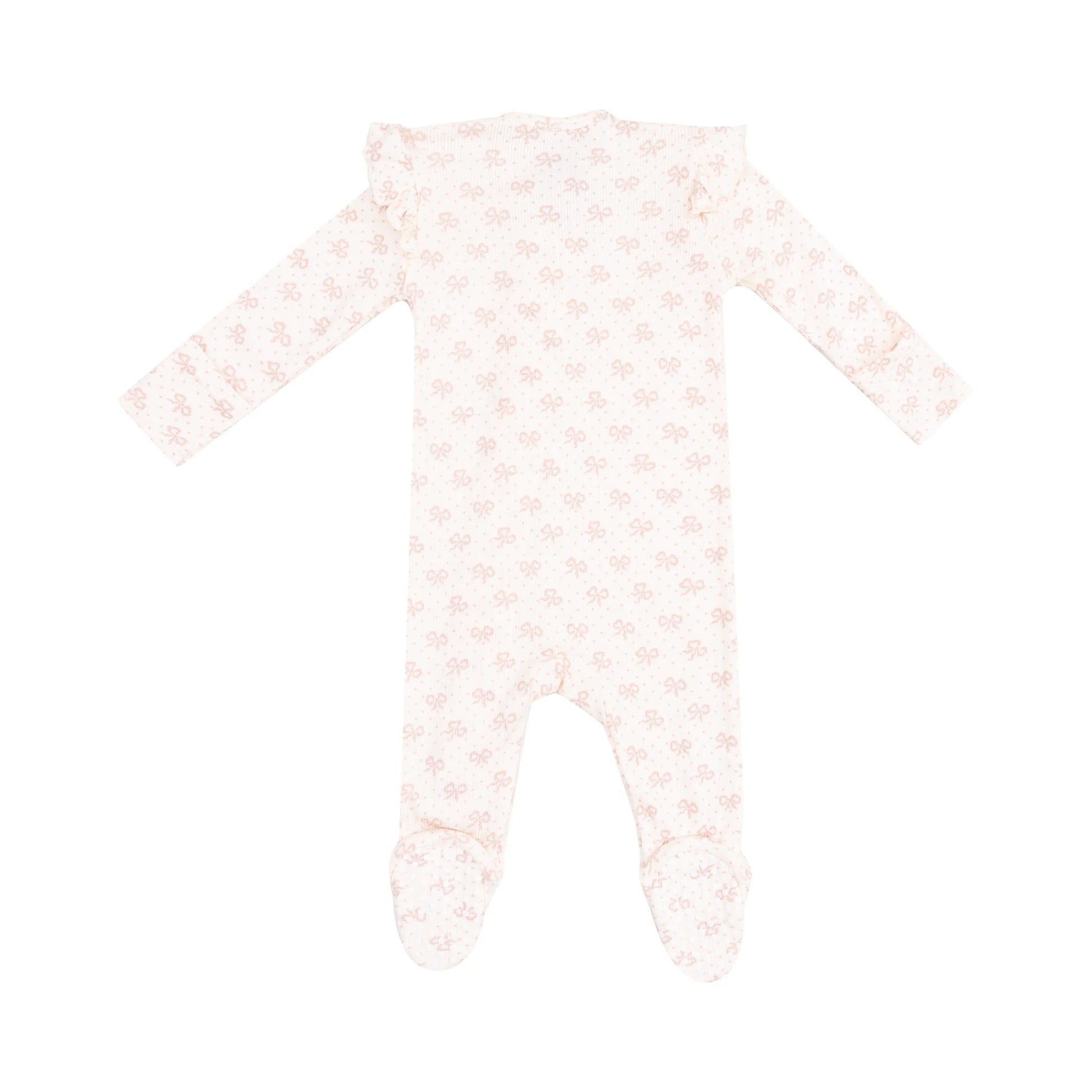 2 Way Ruffle Sleeve Zipper Footie Vintage Mini Bows.