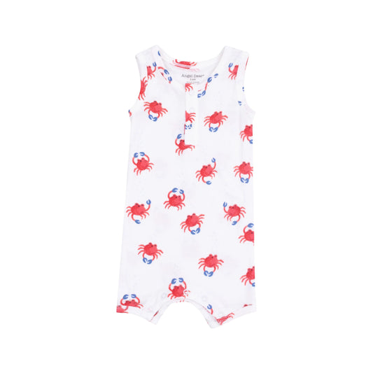 Sleeveless Shortie Romper Crabby Cuties for Baby Girls.